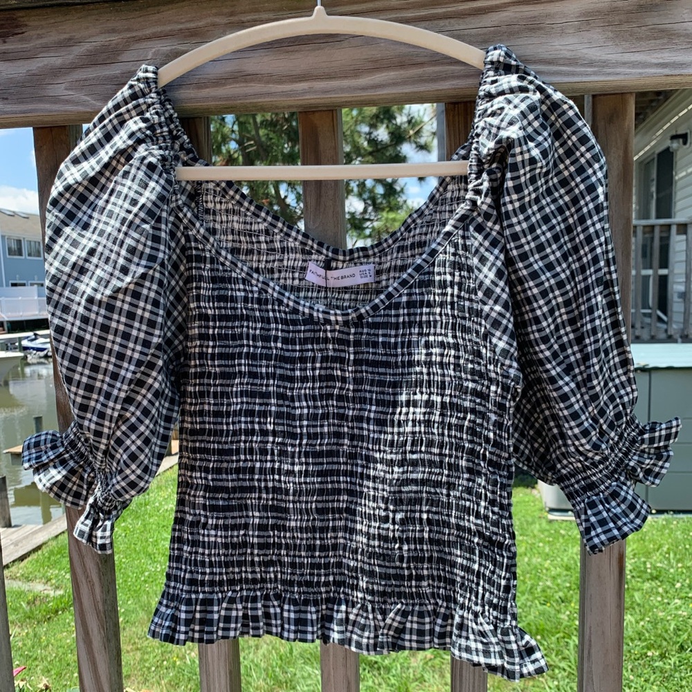 Faithfull Danna Smocked Linen Crop Top Medium Navy